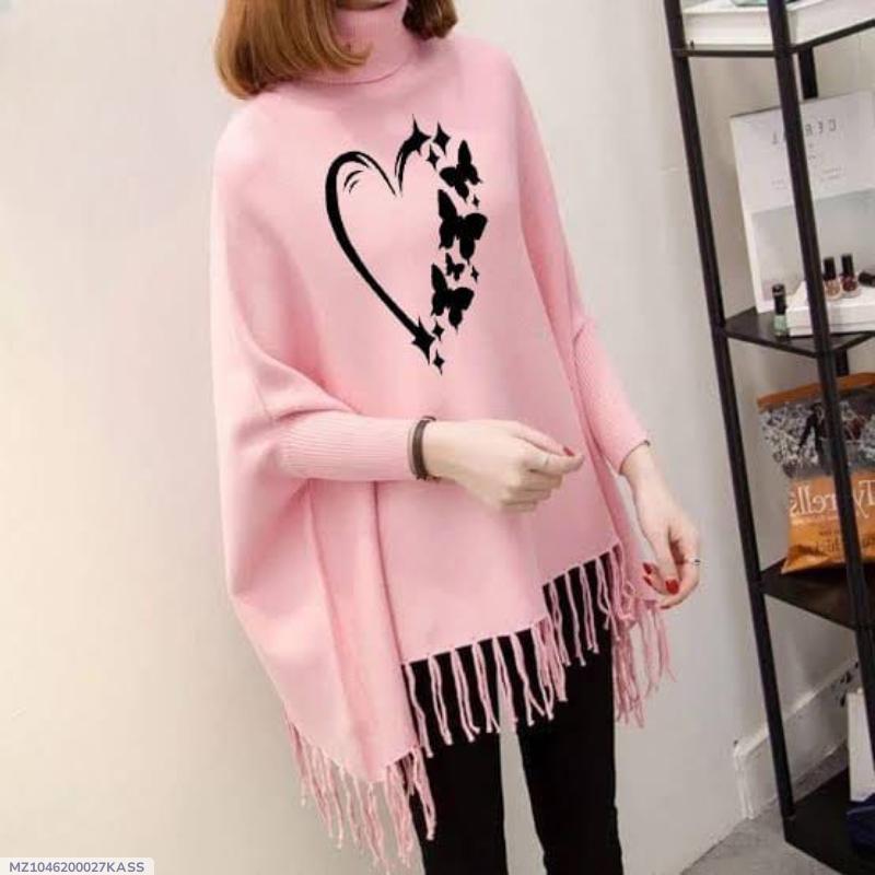 Women's Fleece Printed Poncho