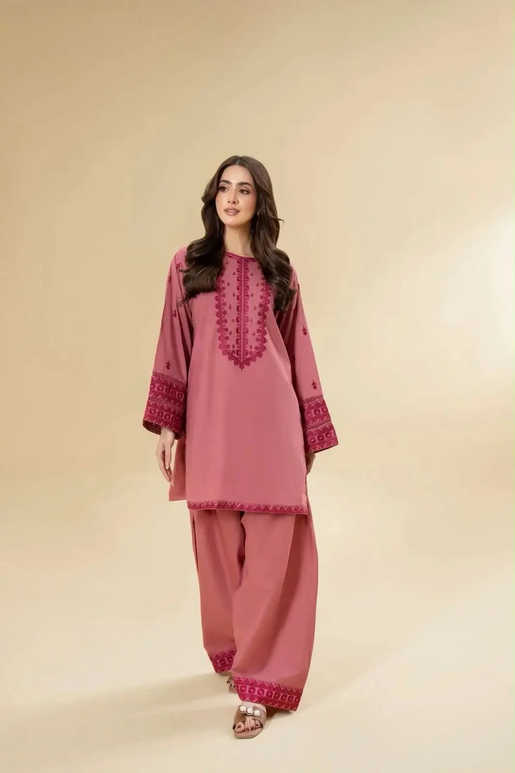 2 Pcs Women's Unstitched Embroidered Suit