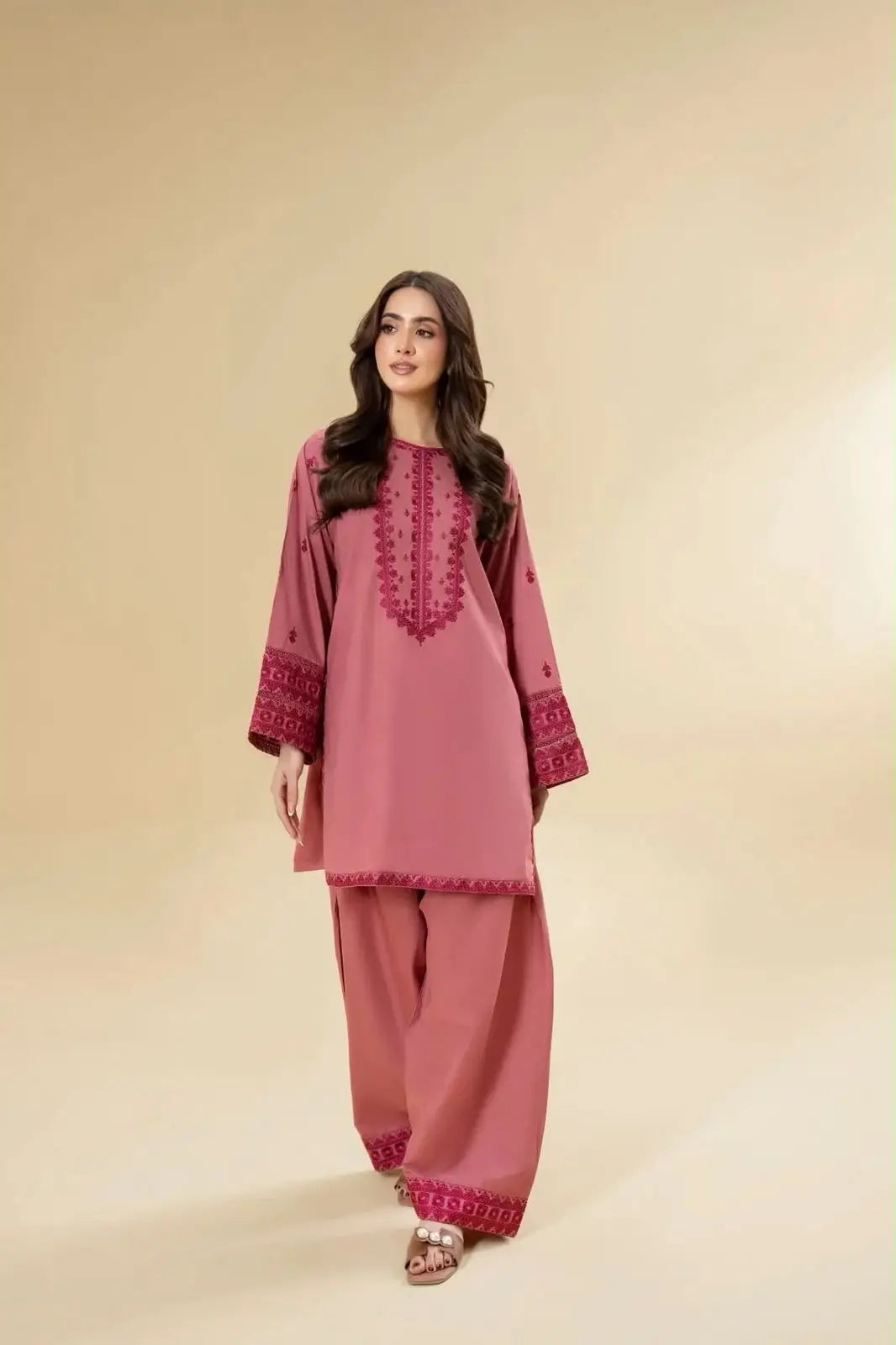 2 Pcs Women's Unstitched Embroidered Suit