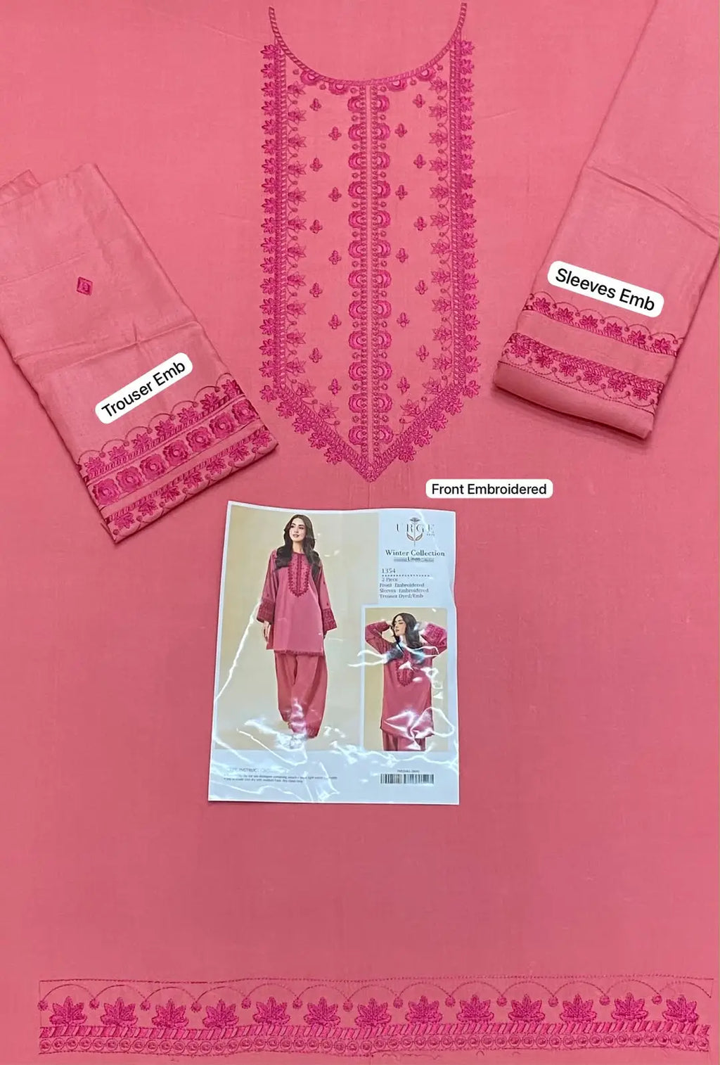 2 Pcs Women's Unstitched Embroidered Suit
