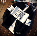 Men's Black White Printed Fleece Zipper Jacket Large XL