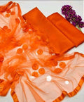 Orange Katan Silk 3-Piece Suit for Women