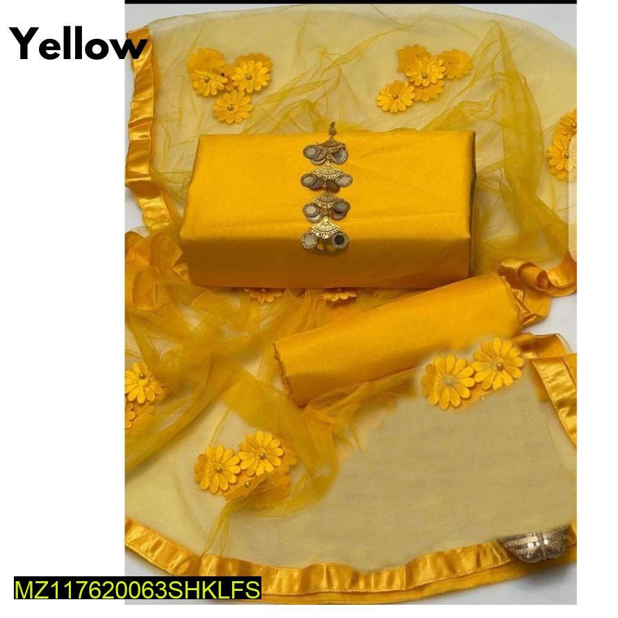 Yellow Katan Silk 3-Piece Suit for Women