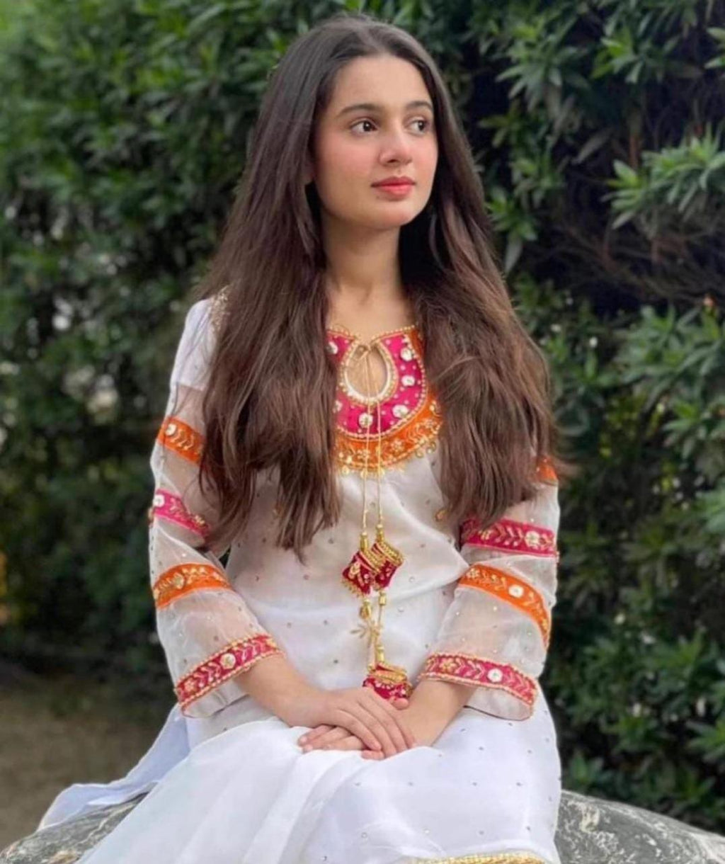 White Embroidered 3-Piece Suit for Women