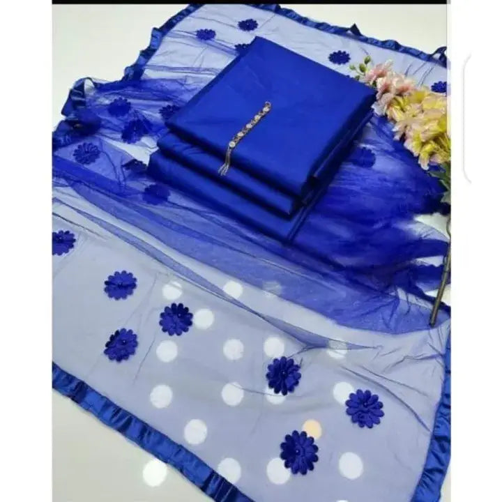 3 Pcs Women's Unstitched Plain Suit