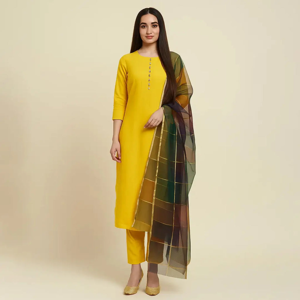 3 Pcs Women's Unstitched Plain Suit