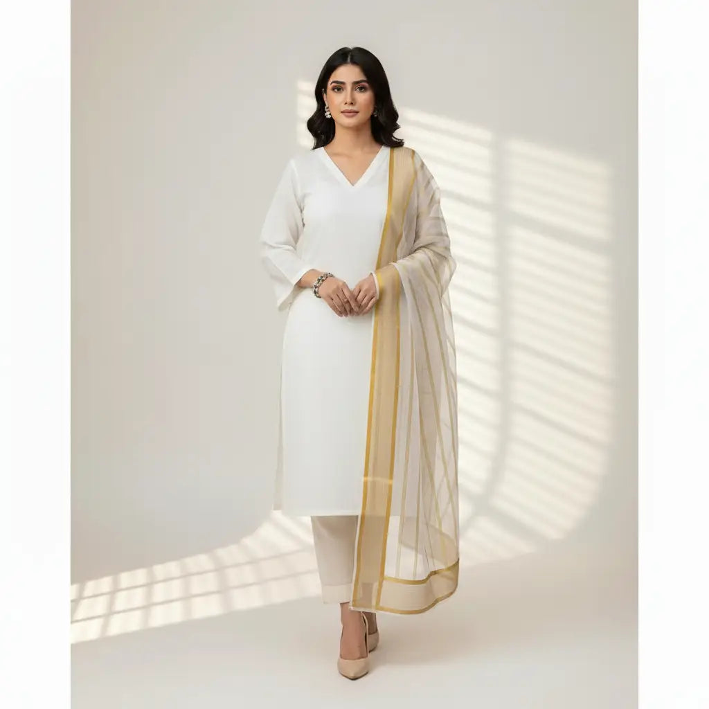 3 Pcs Women's Unstitched Plain Suit