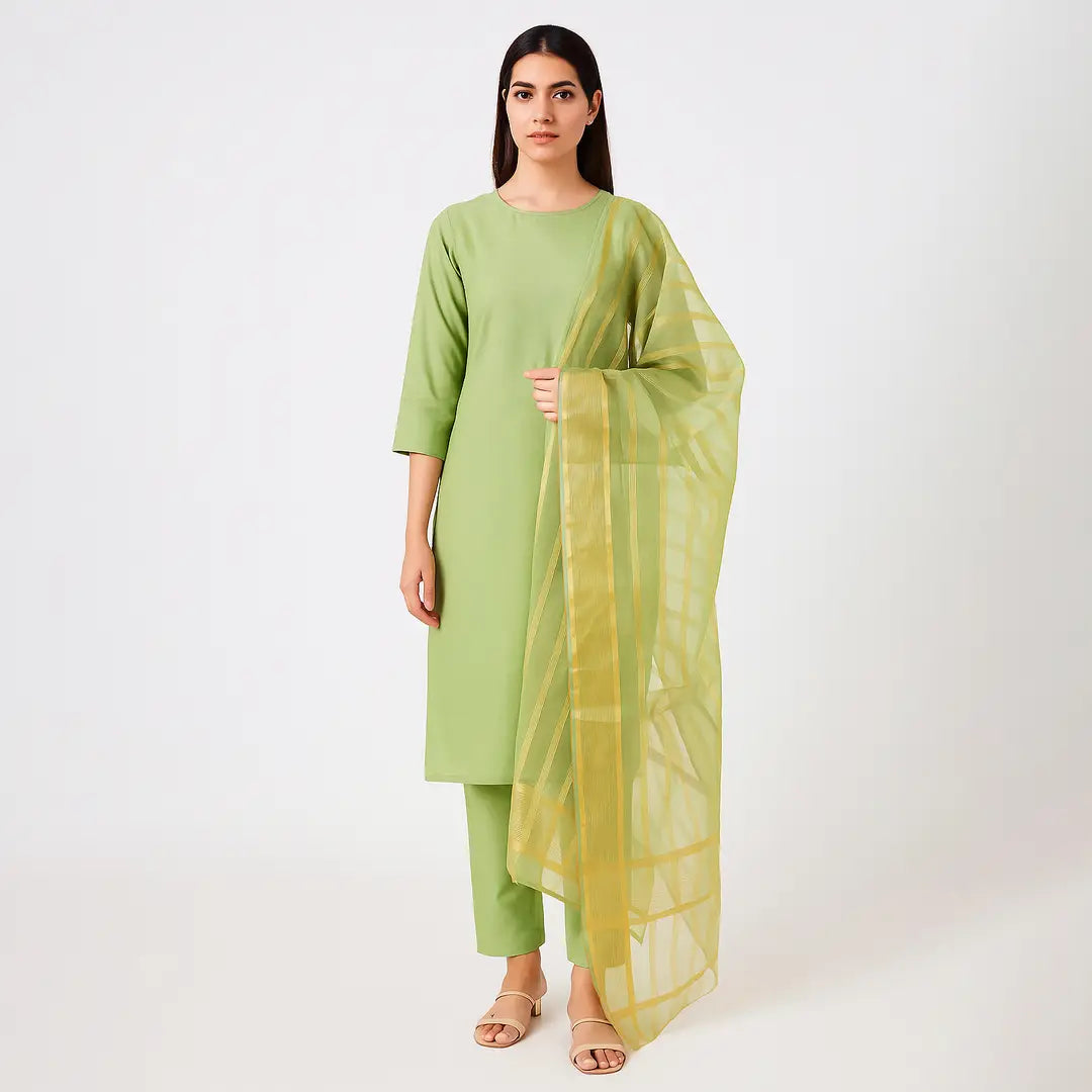 3 Pcs Women's Unstitched Plain Suit