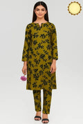 Olive Green Floral Printed 2-Piece Suit for Women