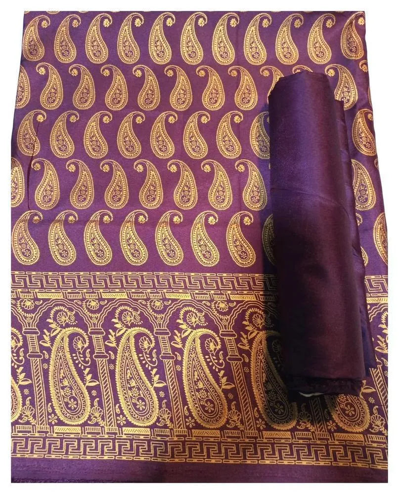Purple Block Printed Katan Silk 2-Piece Suit for Women