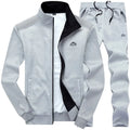 Men Gray Embroidered Track Suit Stand Collar XL to 8XL