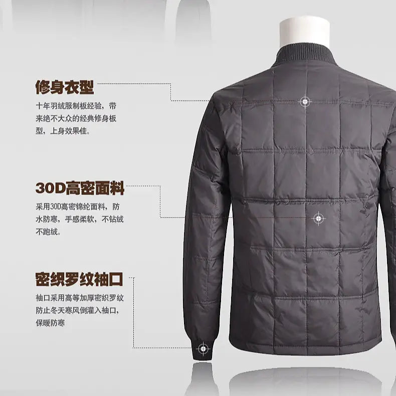 Men's Navy Quilted Down Jacket Premium Warm Outerwear
