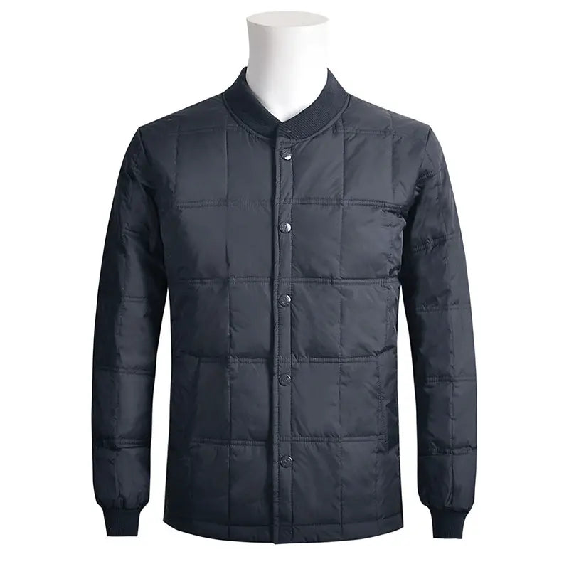 Men's Navy Quilted Down Jacket Premium Warm Outerwear