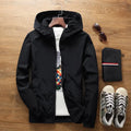 Men Black Casual Windbreaker Jacket Large Size