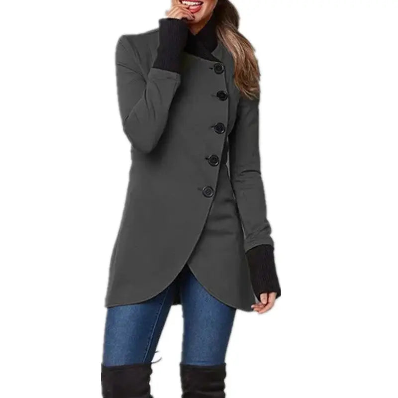 Women's Asymmetric Button Jacket Winter Multi Color