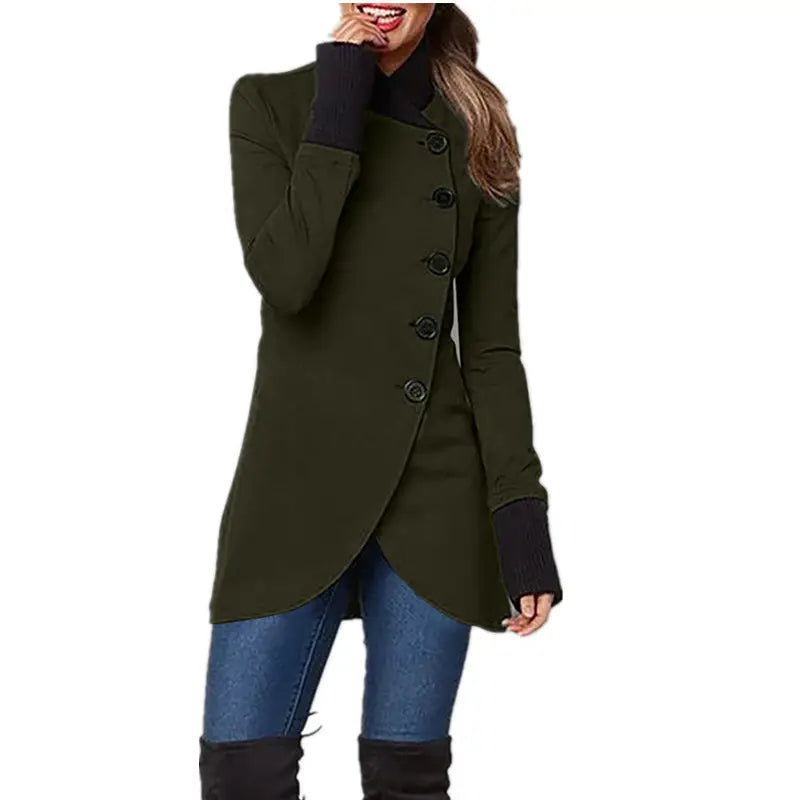 Women's Asymmetric Button Jacket Winter Multi Color