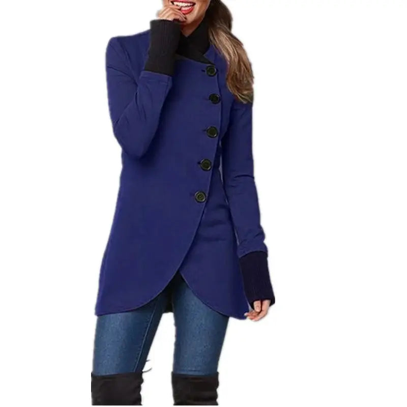 Women's Asymmetric Button Jacket Winter Multi Color
