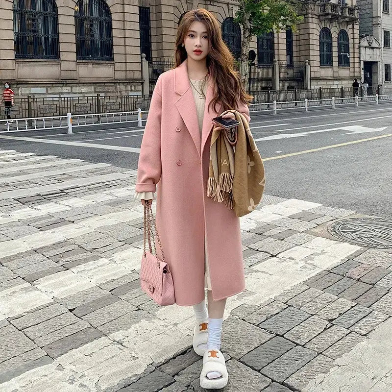Women's Gray Woolen Coat Loose Mid-Length Winter Stylish