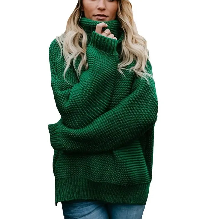 Women Turtleneck Knit Sweater Long Sleeve Casual Winter Warm Hooded Jacket