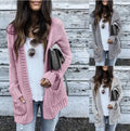 Women's Long Sleeve Knit Cardigan Sweater Pink Gray Casual Daily Wear