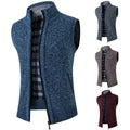 Men Zip Front Knit Vest Casual Warm Blue Grey Burgundy