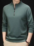 Men Long Sleeve T-Shirt Brick Red Autumn Casual