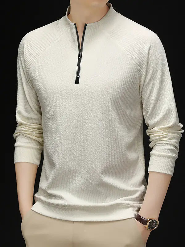 Men Long Sleeve T-Shirt Brick Red Autumn Casual