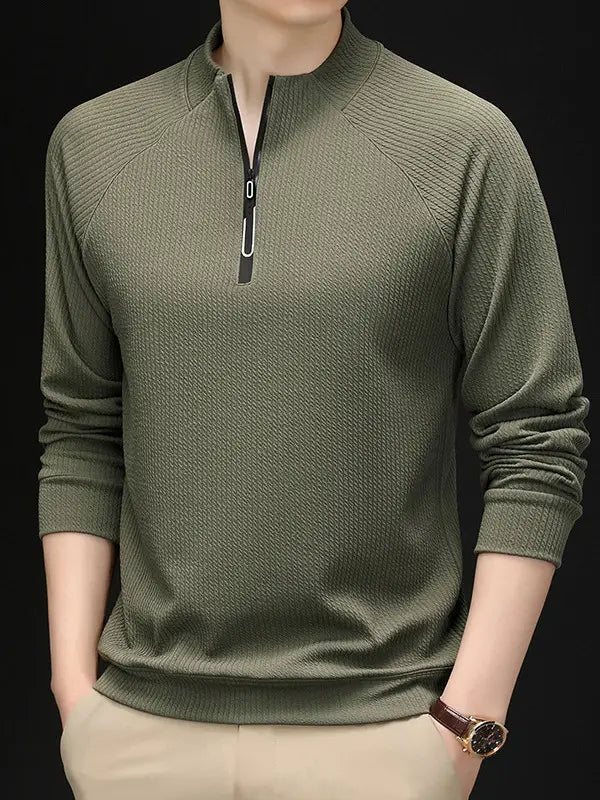 Men Long Sleeve T-Shirt Brick Red Autumn Casual