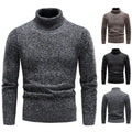 Men Slim Fit Turtleneck Sweater Winter Fleece Black