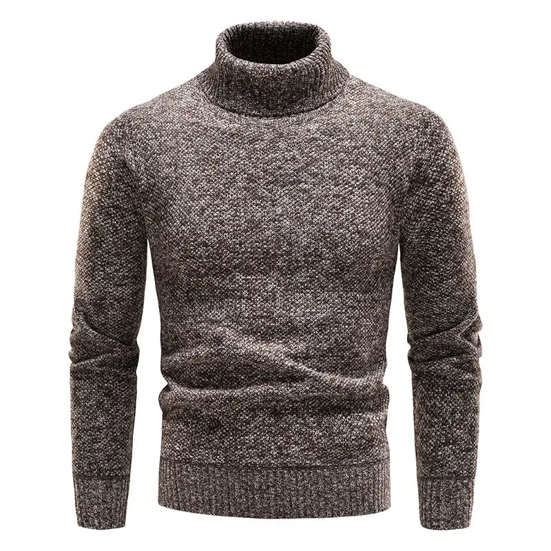 Men Slim Fit Turtleneck Sweater Winter Fleece Black