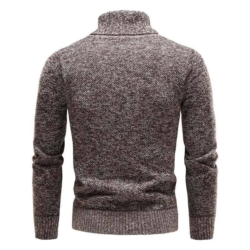 Men Slim Fit Turtleneck Sweater Winter Fleece Black