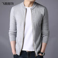 Men Gray Slim Fit Zip Cardigan Sweater
