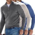 Men Wool Zip Neck Sweater Gray Beige Blue Casual