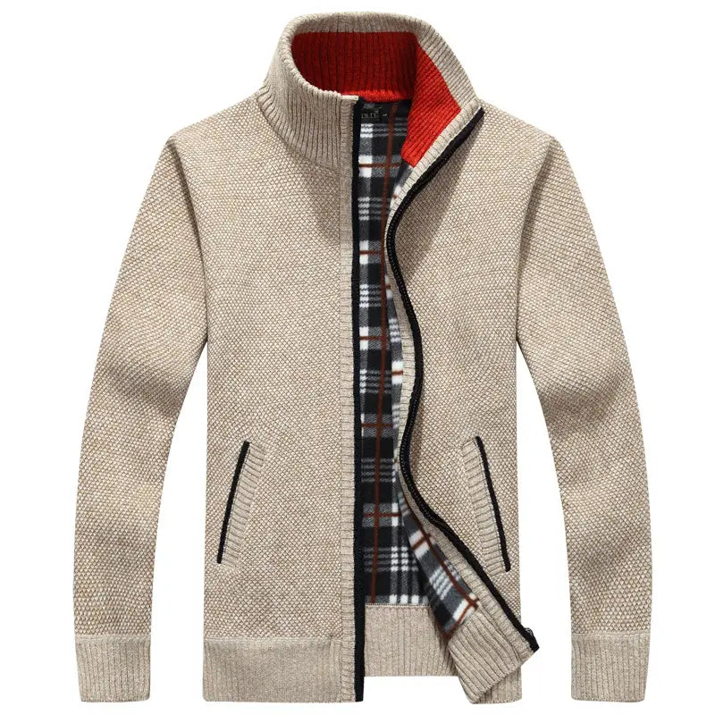 Men's Fleece Lined Knit Jacket Autumn Plus Size