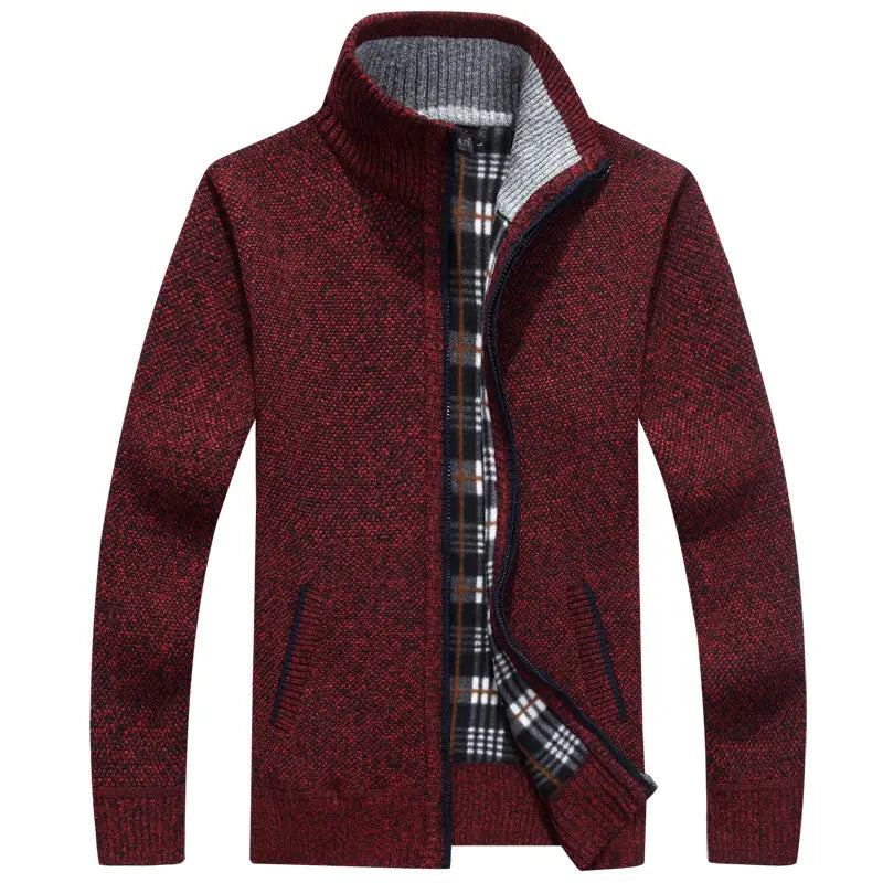 Men's Fleece Lined Knit Jacket Autumn Plus Size