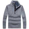 Men Gray Fleece Lined Zipper Sweater