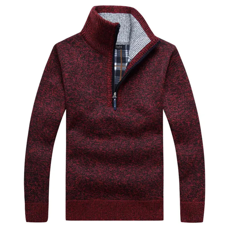 Men Gray Fleece Lined Zipper Sweater