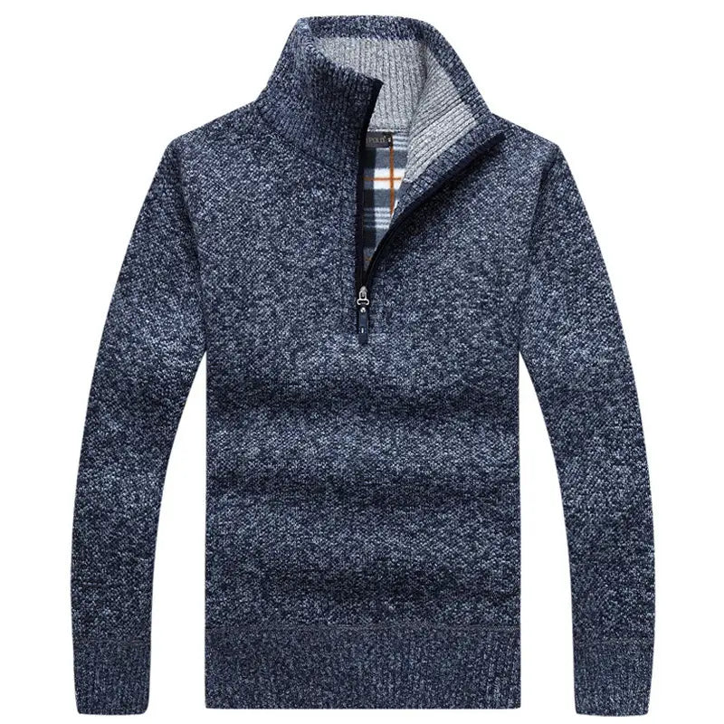 Men Gray Fleece Lined Zipper Sweater