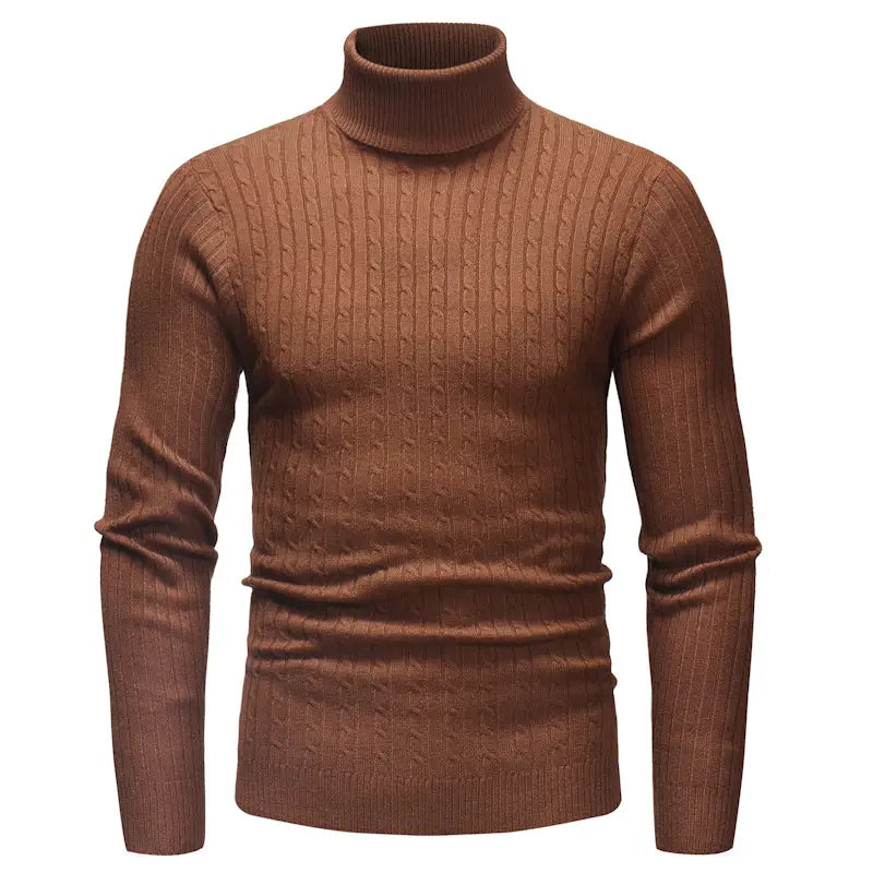 Men Turtleneck Sweater Cable Knit Premium Multi Color