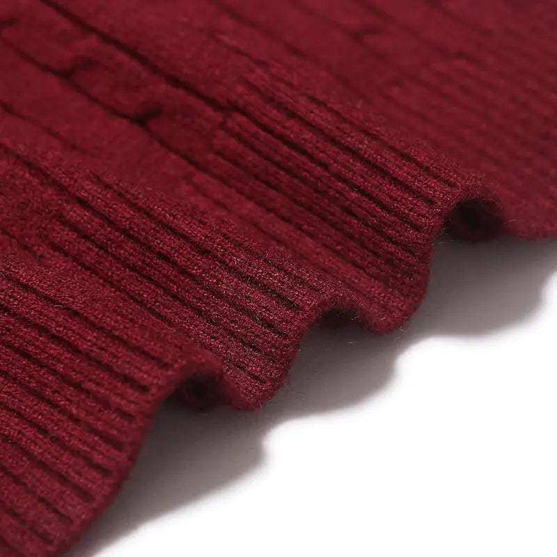 Men Turtleneck Sweater Cable Knit Premium Multi Color