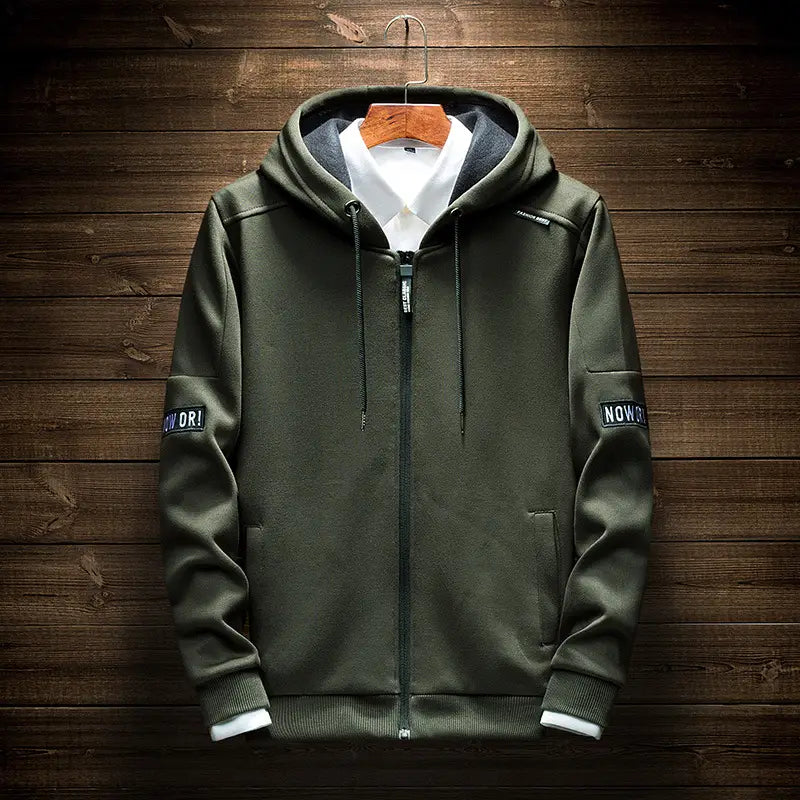 Men Hoodie Olive Green Premium Cotton Blend Street Style