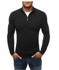 Men Black Zip Turtleneck Slim Knitwear