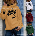 Women Hooded Printed Sweater Loose Grey Long Sleeve