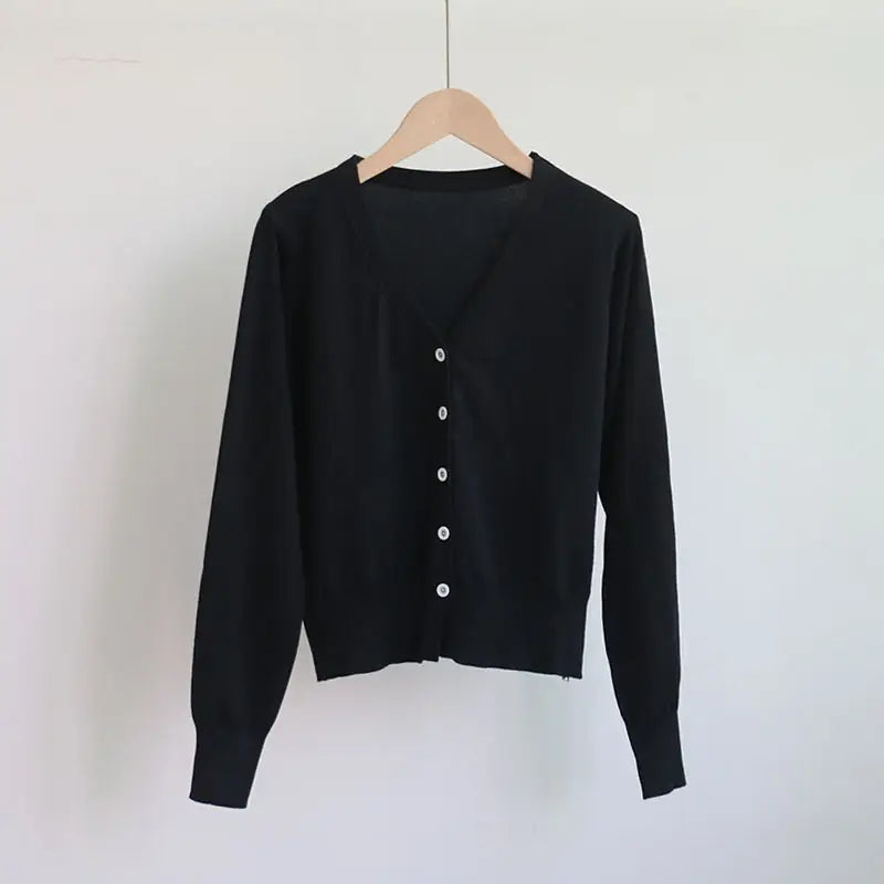 Women V-Neck Knit Cardigan Autumn Multi Color