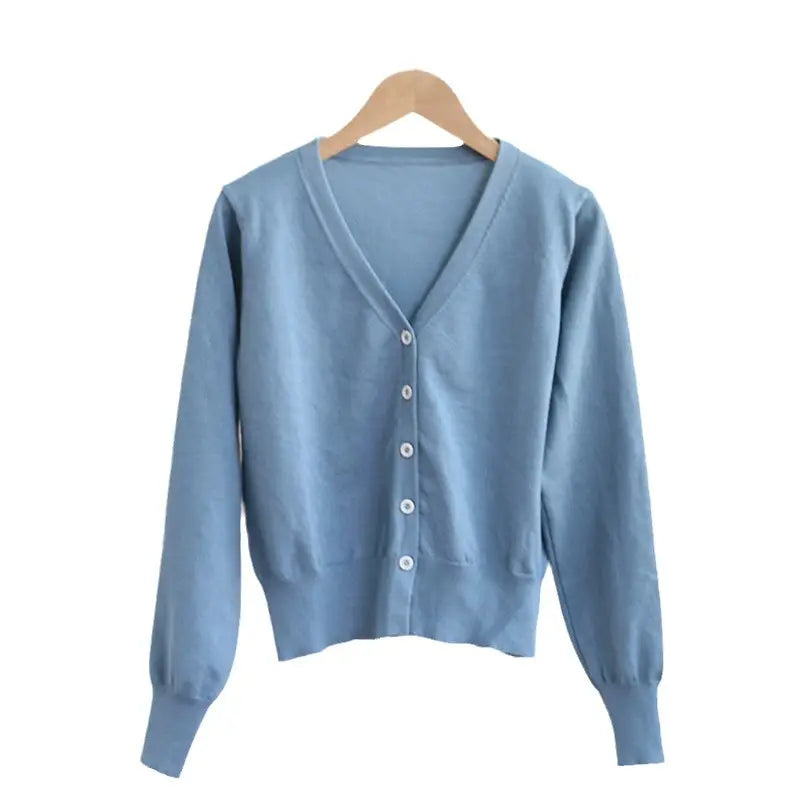 Women V-Neck Knit Cardigan Autumn Multi Color
