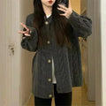 Women Vintage Cable Knit Sweater Loose Long Sleeve Winter Gray
