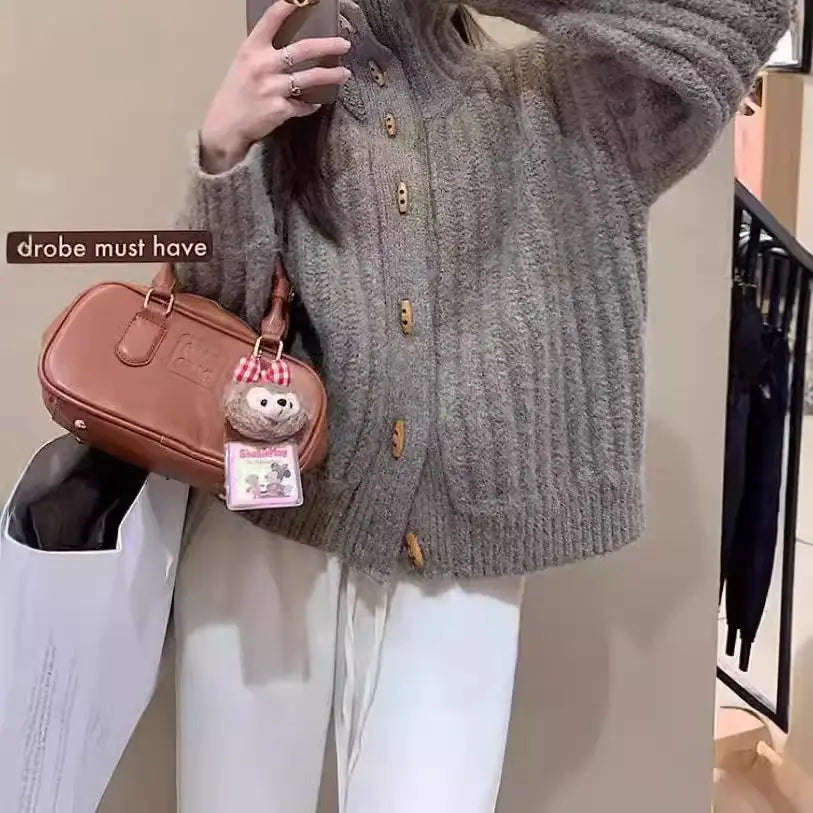 Women's Loose Turtleneck Sweater Winter Warm Trendy Brown