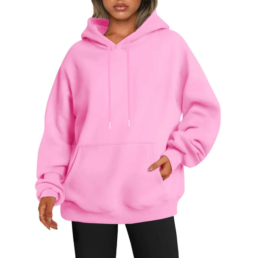Women Plus Size Velvet Hoodie Black Drop Shoulder