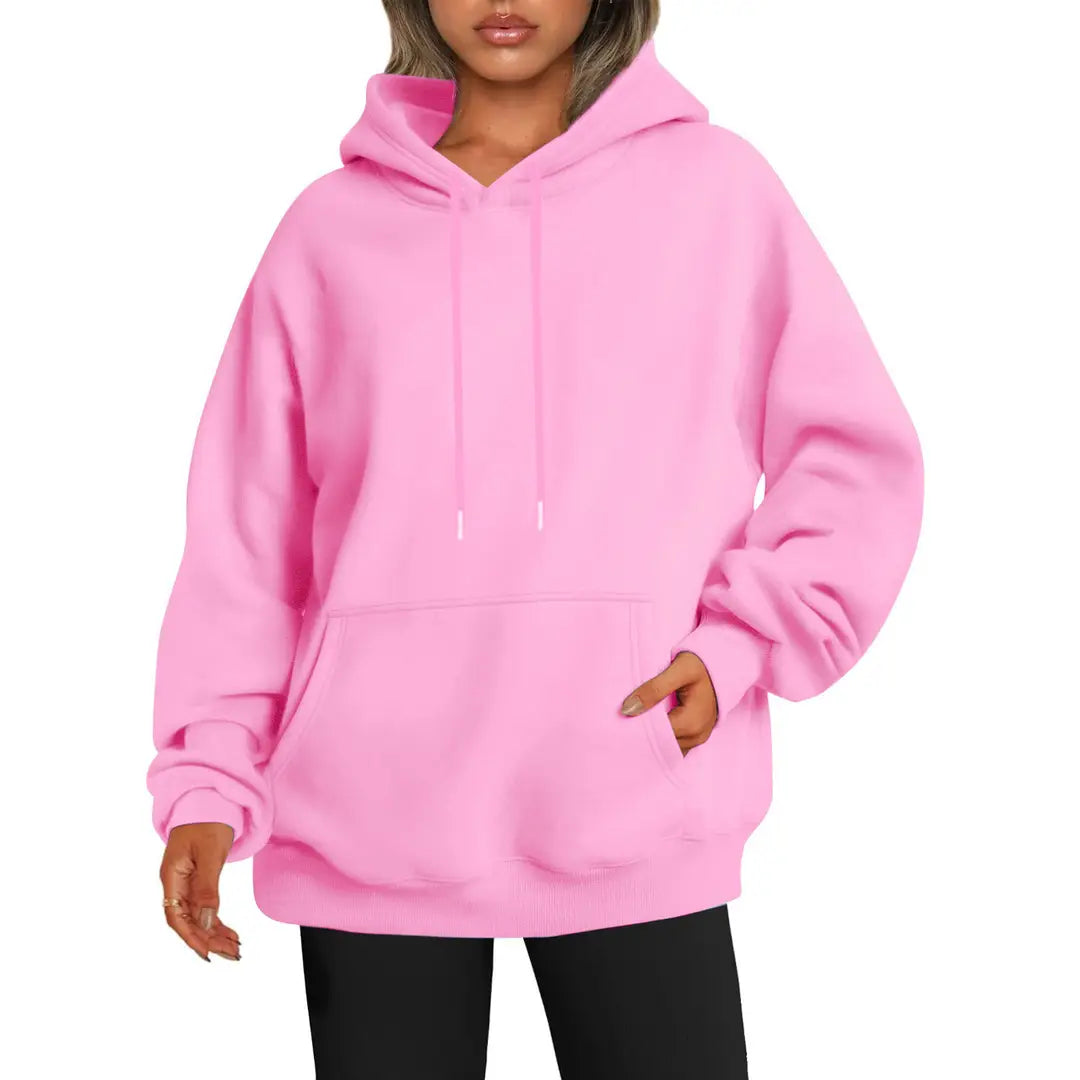 Women Plus Size Velvet Hoodie Black Drop Shoulder