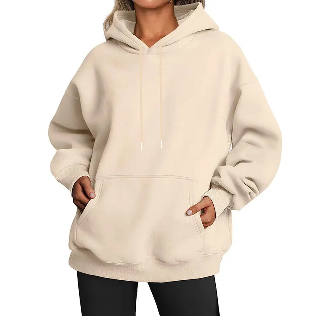 Women Plus Size Velvet Hoodie Black Drop Shoulder